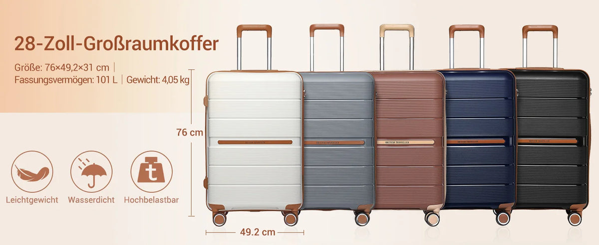 British Traveler PP Luggage – 8 Spinner Wheels & TSA Lock