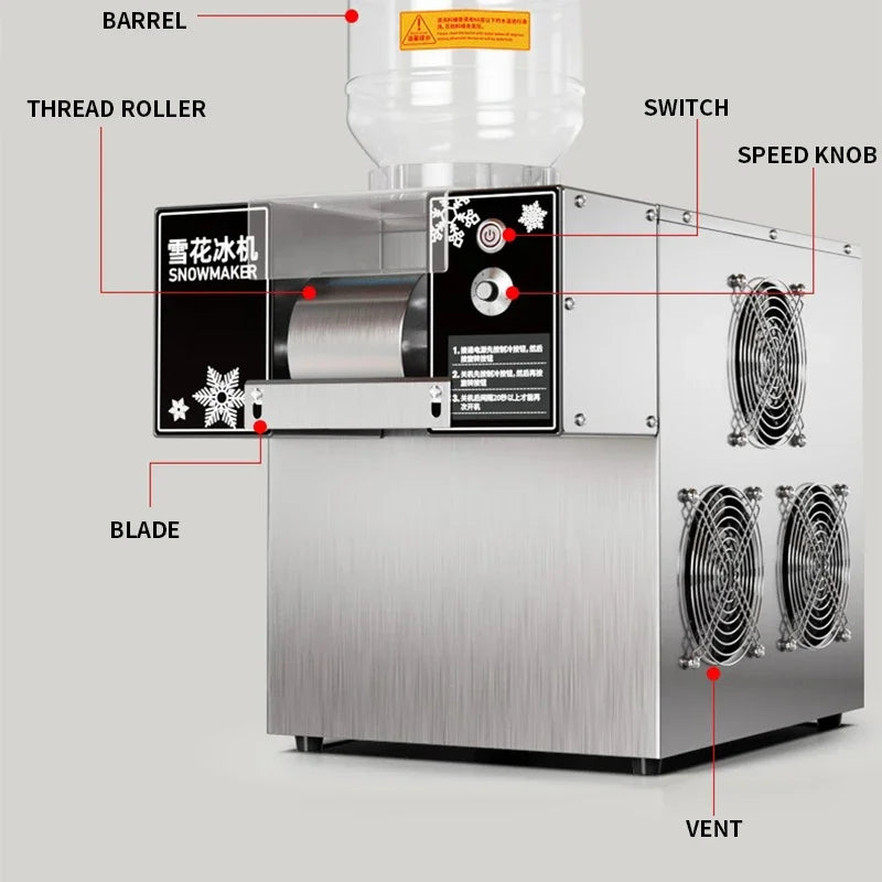 Mini Snow Ice Shaver Machine – 60KG/24h Snowflake Bingsu Maker 110V/220V