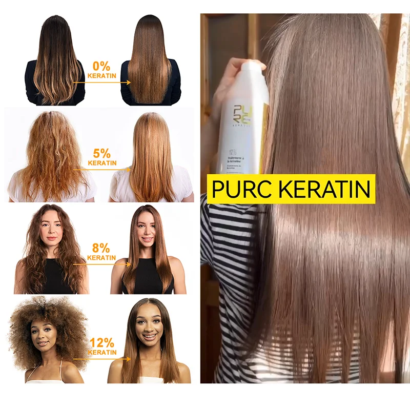 PURC Brazilian Keratin Hair Treatment Keratin Straightening Curly Hair Smoothing Repair Permed Damaged Hair Care Products