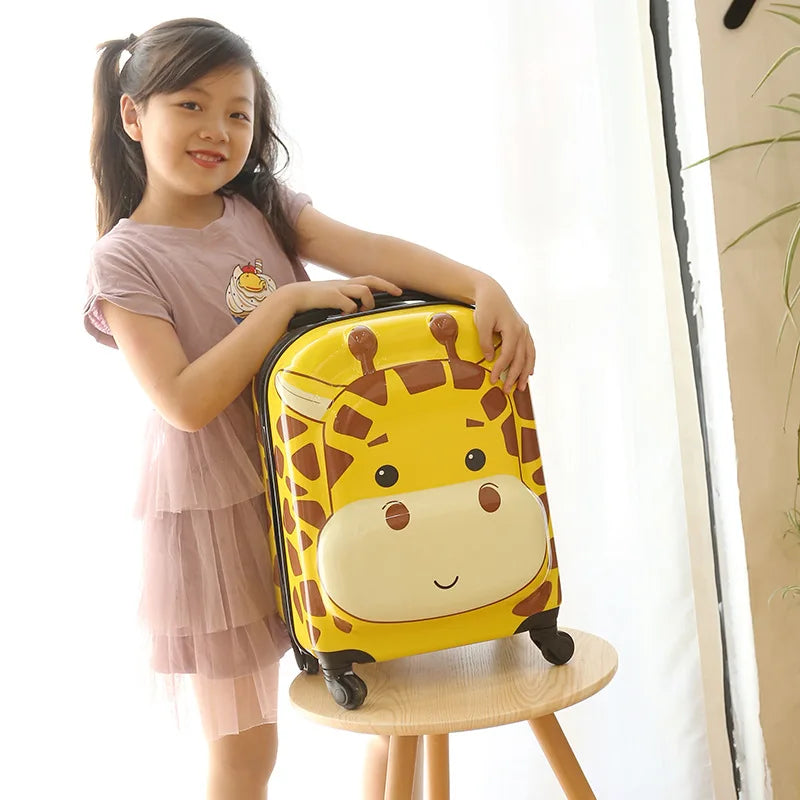 18" 3D Animal Kids Spinner Suitcase — ABS Hard Shell Carry-On for Young Travelers