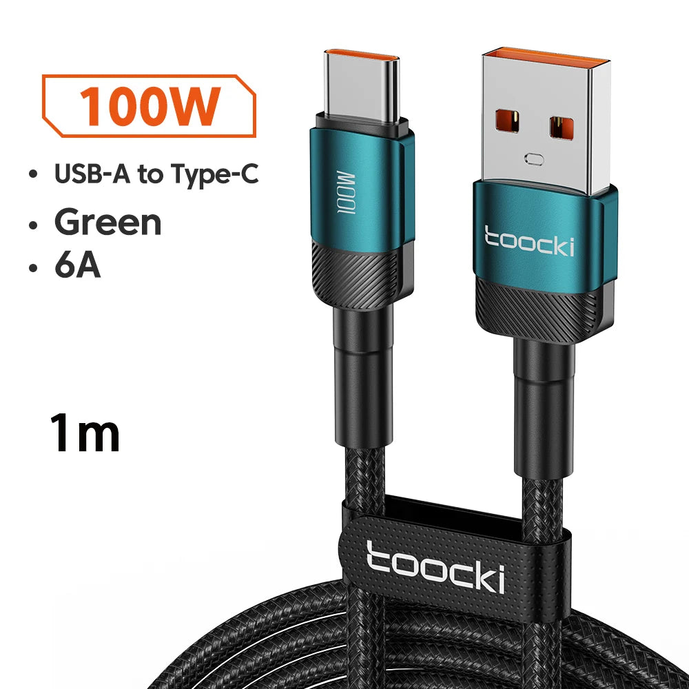 6A Speed. Braided Strength. Every Length. — Toocki USB-A to USB-C 6A 100W Fast Charging Cable | 0.25m to 3m, Huawei, Xiaomi, Samsung, OnePlus, 4 Colors