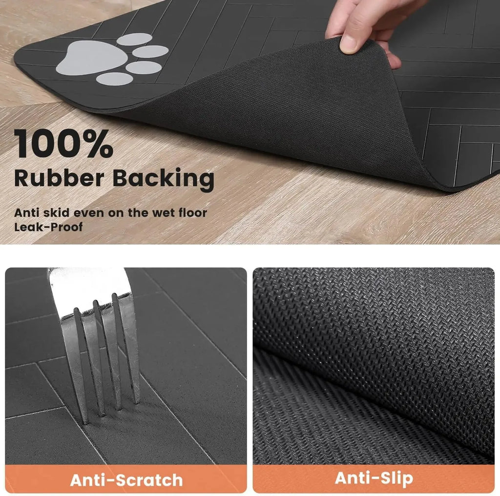 Absorbent Quick-Dry Pet Feeding Mat with Rubber Backing