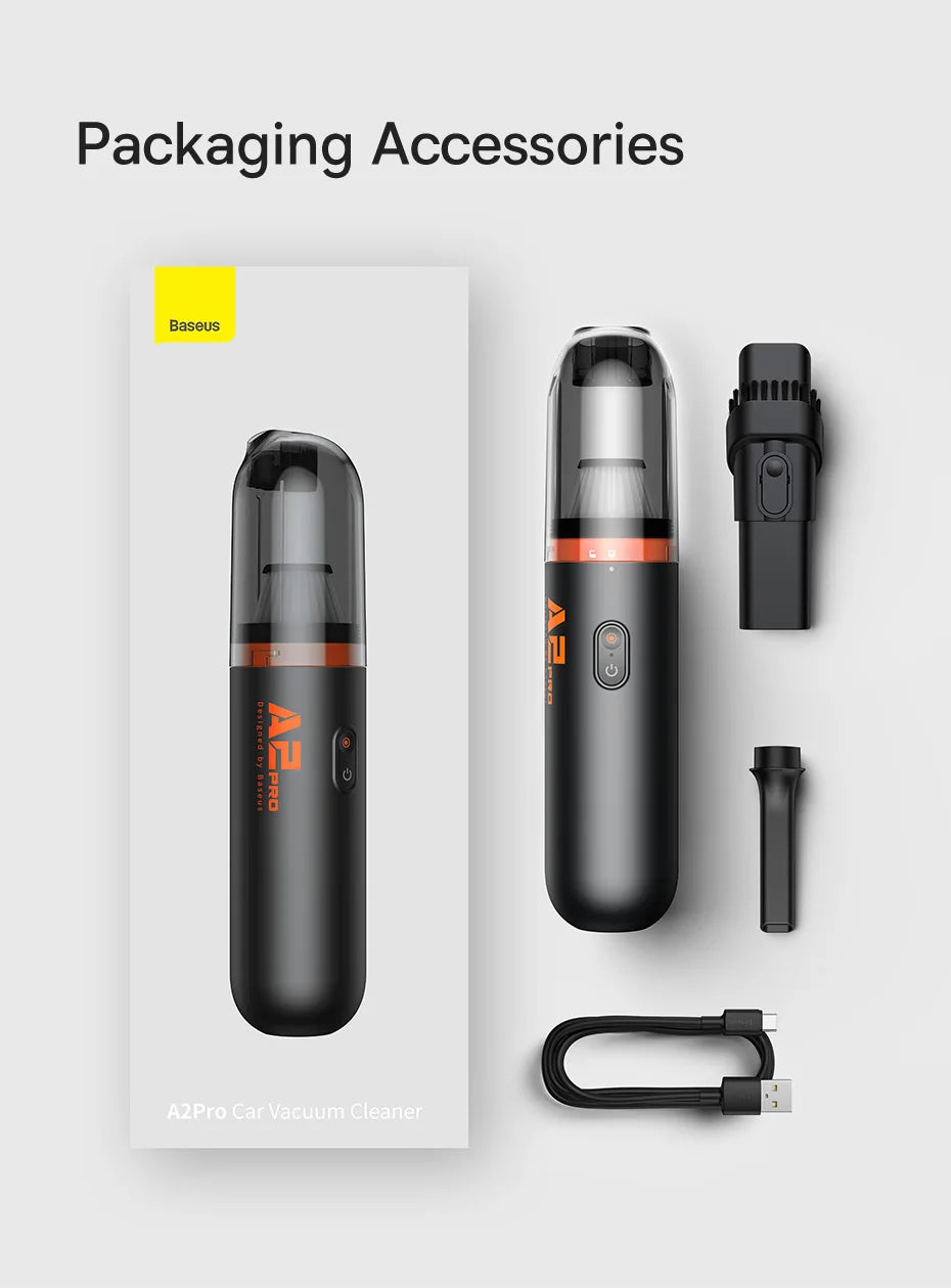 Baseus Mini Handheld Car Vacuum – 6000Pa Powerful Suction, Blow & Vacuum 2-in-1 for Car, Home & Office
