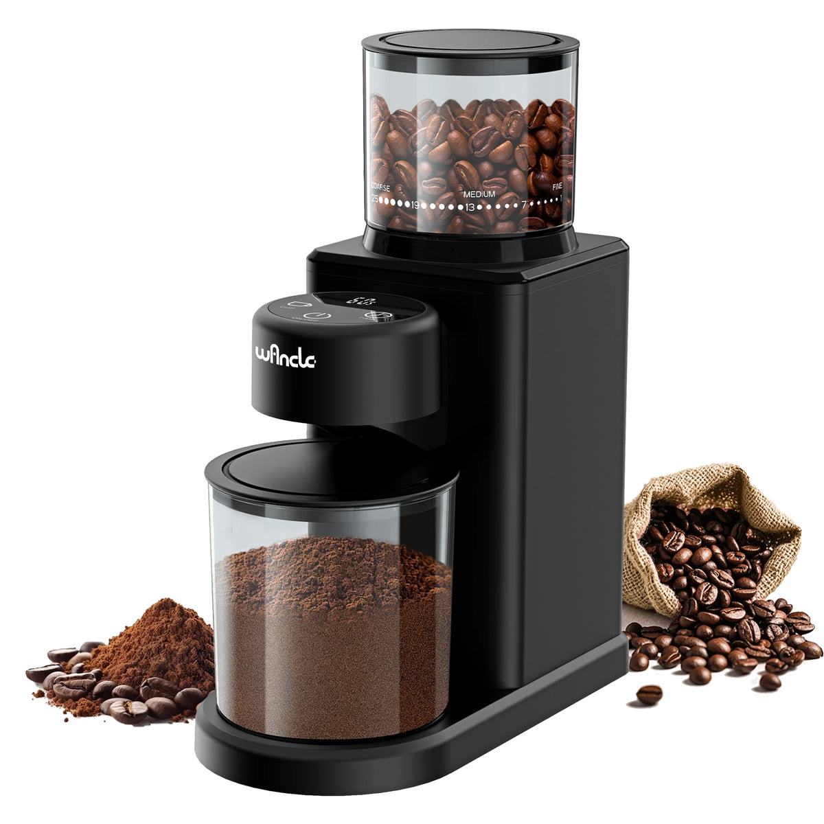 Electric Conical Burr Coffee Grinder – Touchscreen, 25 Grind Settings for Espresso, Drip & French Press