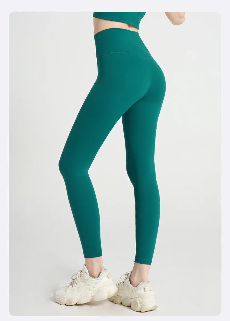 High-Waist Hip-Lifting Yoga Leggings — Breathable Nylon Fitness Running & Cycling Sports Pants, 19 Colors