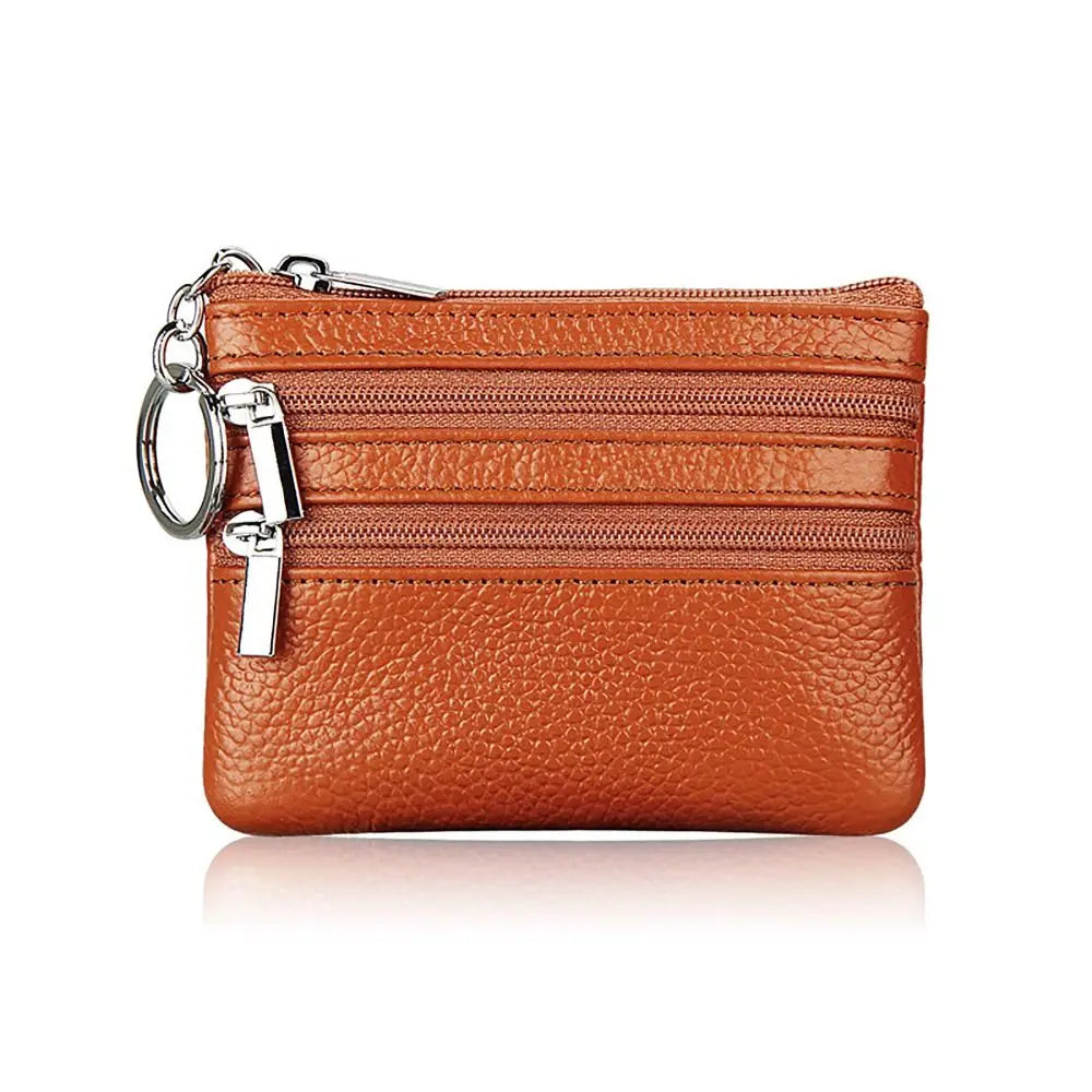 PU Leather Coin Purse with Key Ring – Waterproof Zipper Pocket Wallet & Credit Card Holder