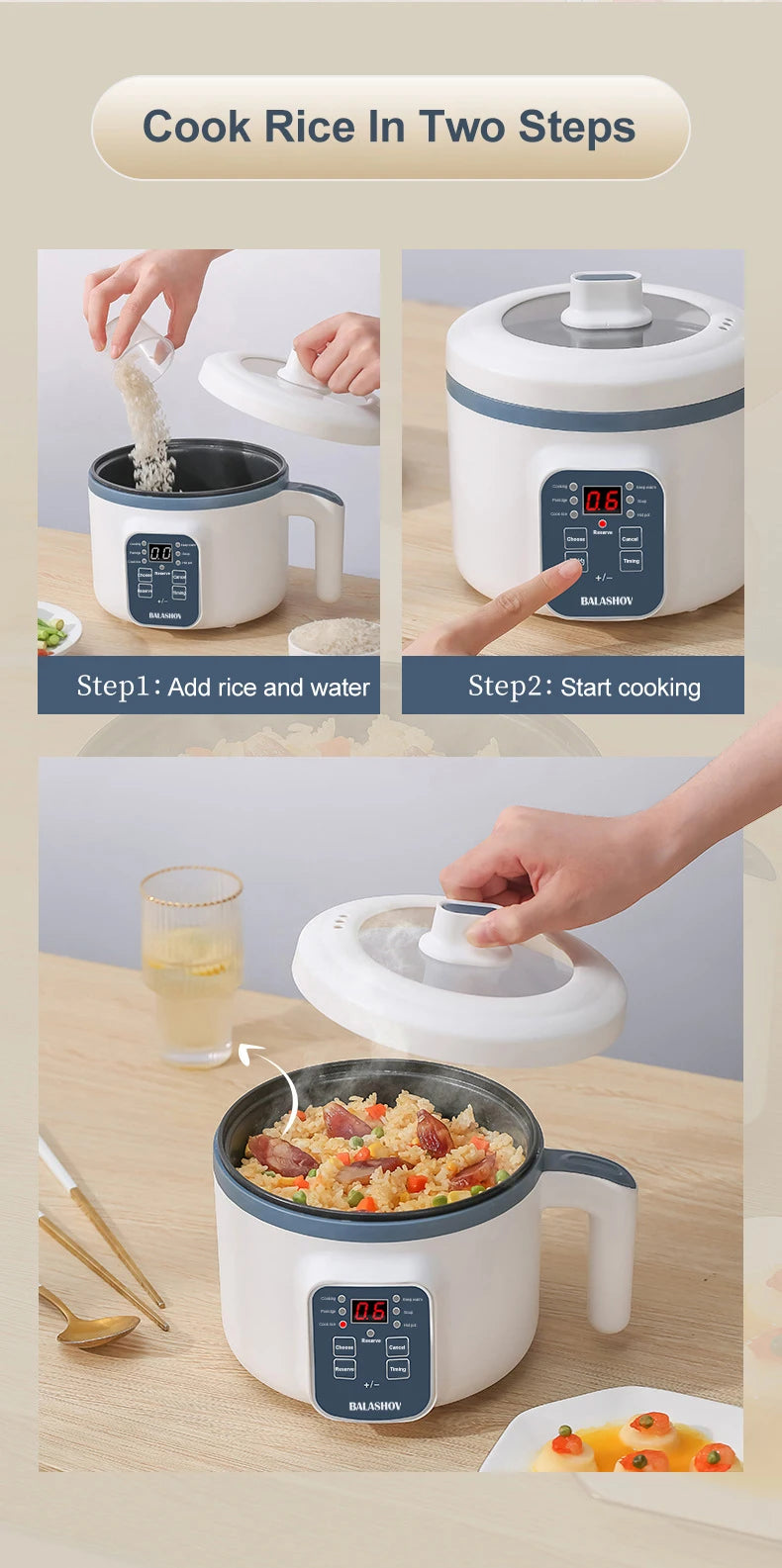 1.7L Electric Rice Cooker – Non-Stick, Single/Double Layer, 220V Smart Mechanical MultiCooker for Home