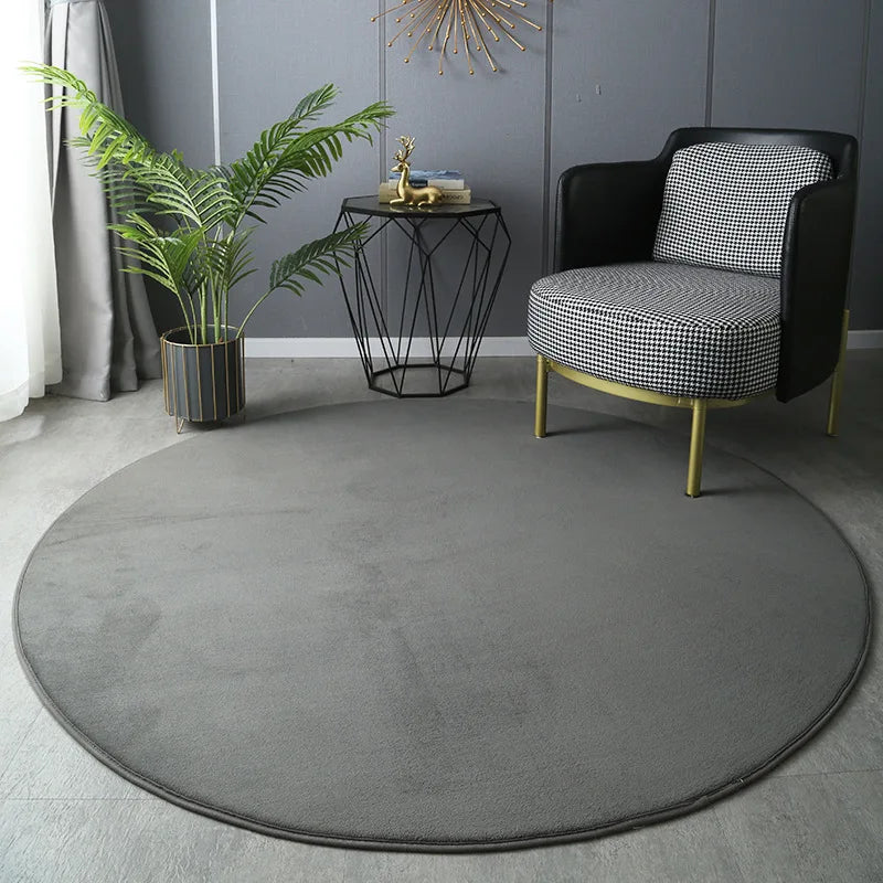 Round Thickened Coral Velvet Carpet – Soft Bedroom & Living Room Circle Rug