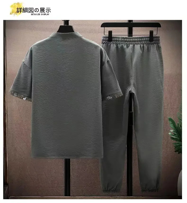 Men's Cotton Shirt & Trousers 2-Piece Set – High Quality Summer Fashion Suit M–4XL