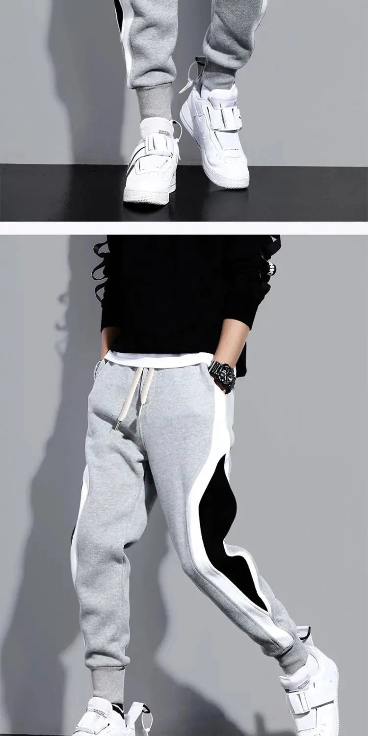 Men's Wide Leg Patchwork Nine-Point Pants — Cropped Streetwear Trousers