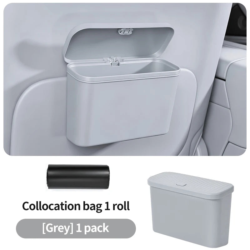Car trash can with lid and collocation bag packaging on a white background