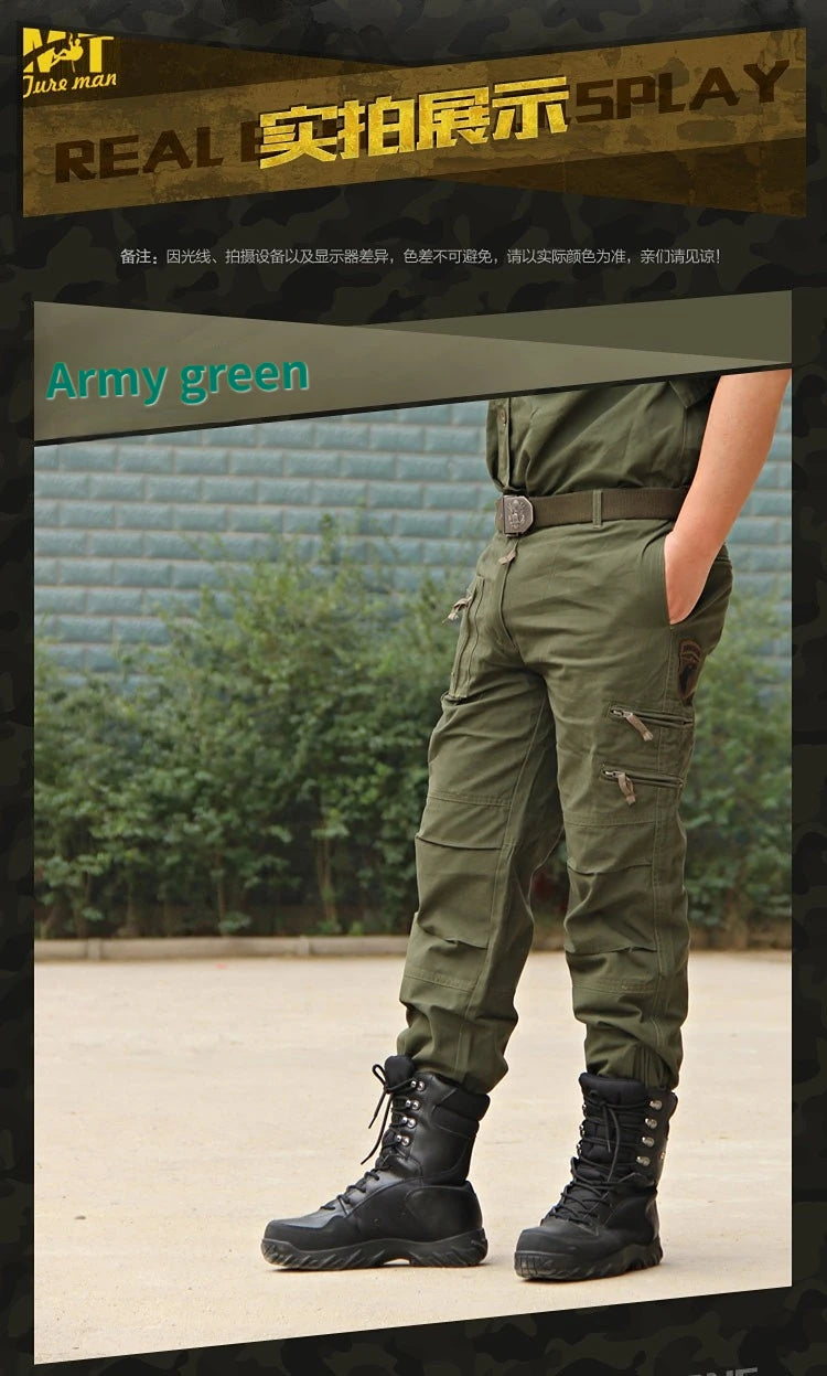 Men's Tactical Cargo Pants — Multi-Pocket Cotton Camouflage Outdoor Work Trousers