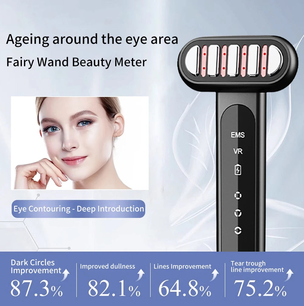 miitina Red Light Eye & Neck Massager Wand – EMS Anti-Wrinkle, Dark Circle & Skin Tightening Beauty Device