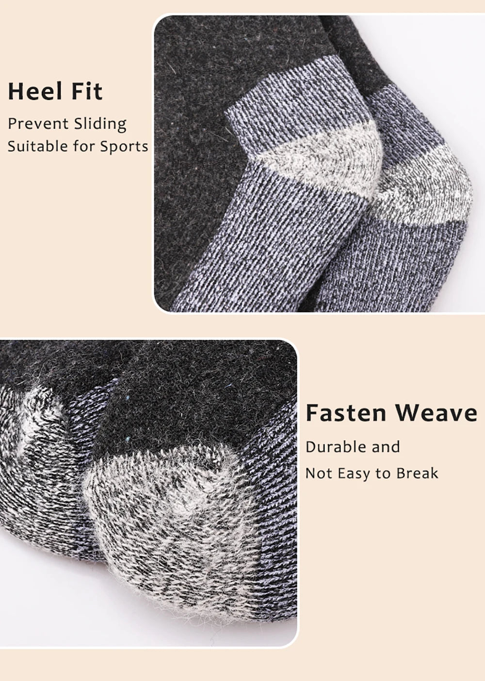 Men's Thick Wool-Blend Crew Socks, 3 Pairs