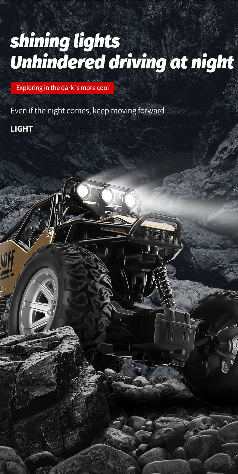 ZWN 1:16 / 1:20 Scale 2WD RC Off-Road Climbing Car with LED Light – Outdoor Kids Gift