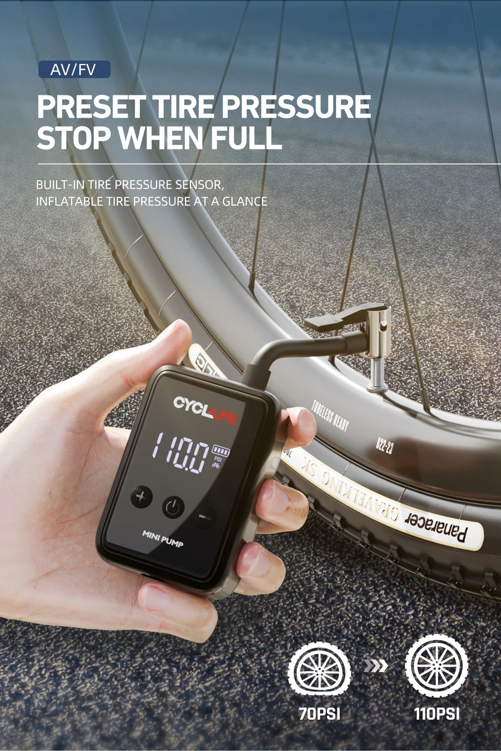 Portable Electric Bike Pump for Presta and Schrader Valves