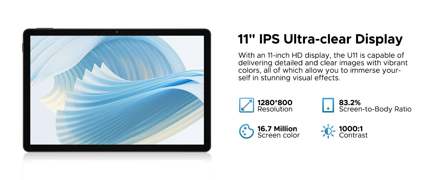 DOOGEE U11 11" Android 15 Tablet – 90Hz Display, 4GB RAM, 128GB ROM, 8580mAh, Dual Speaker, Widevine L1