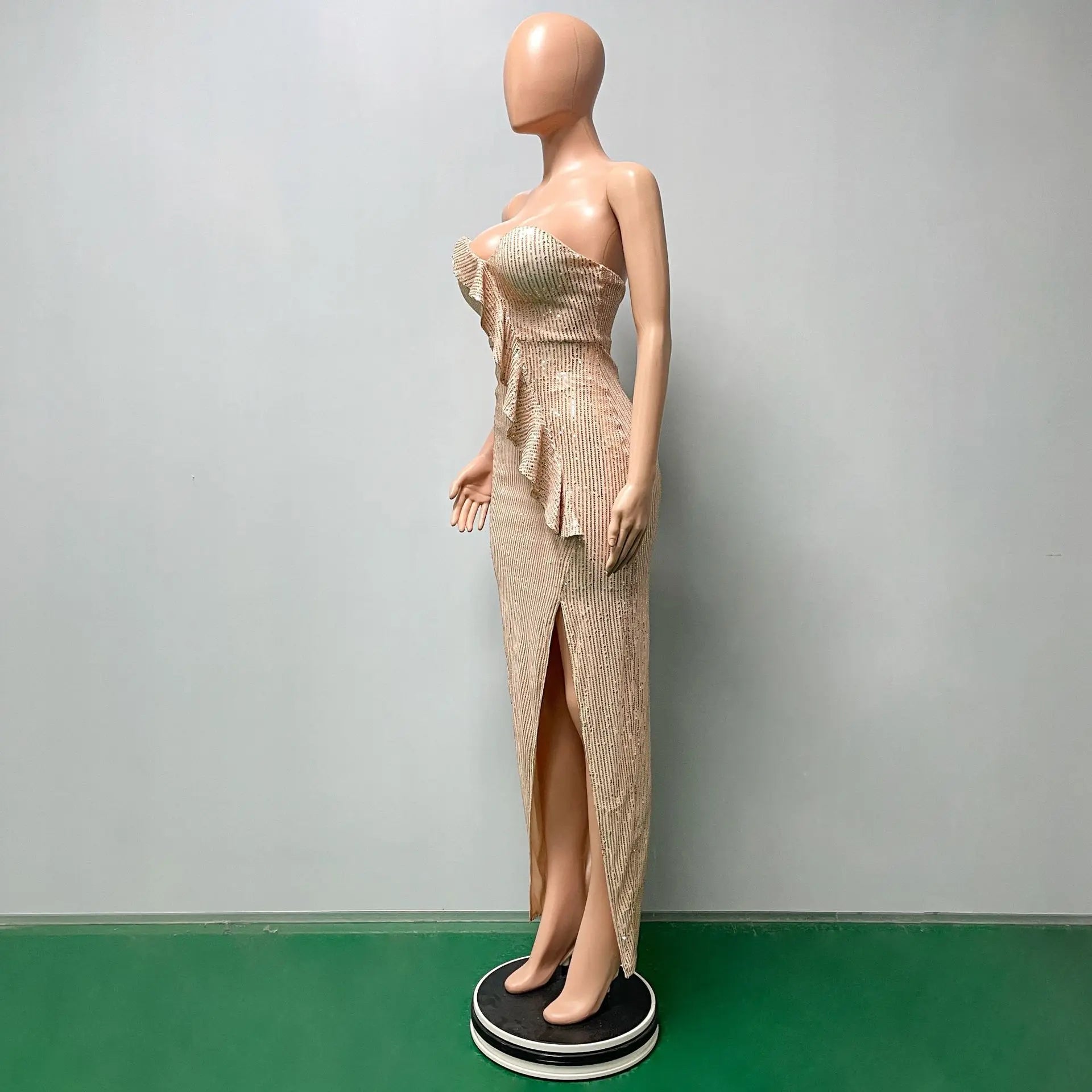 women's casual dresses for woman clothes Strapless sequined slit elegant party dresses evening summer birthday prom dress hwy739