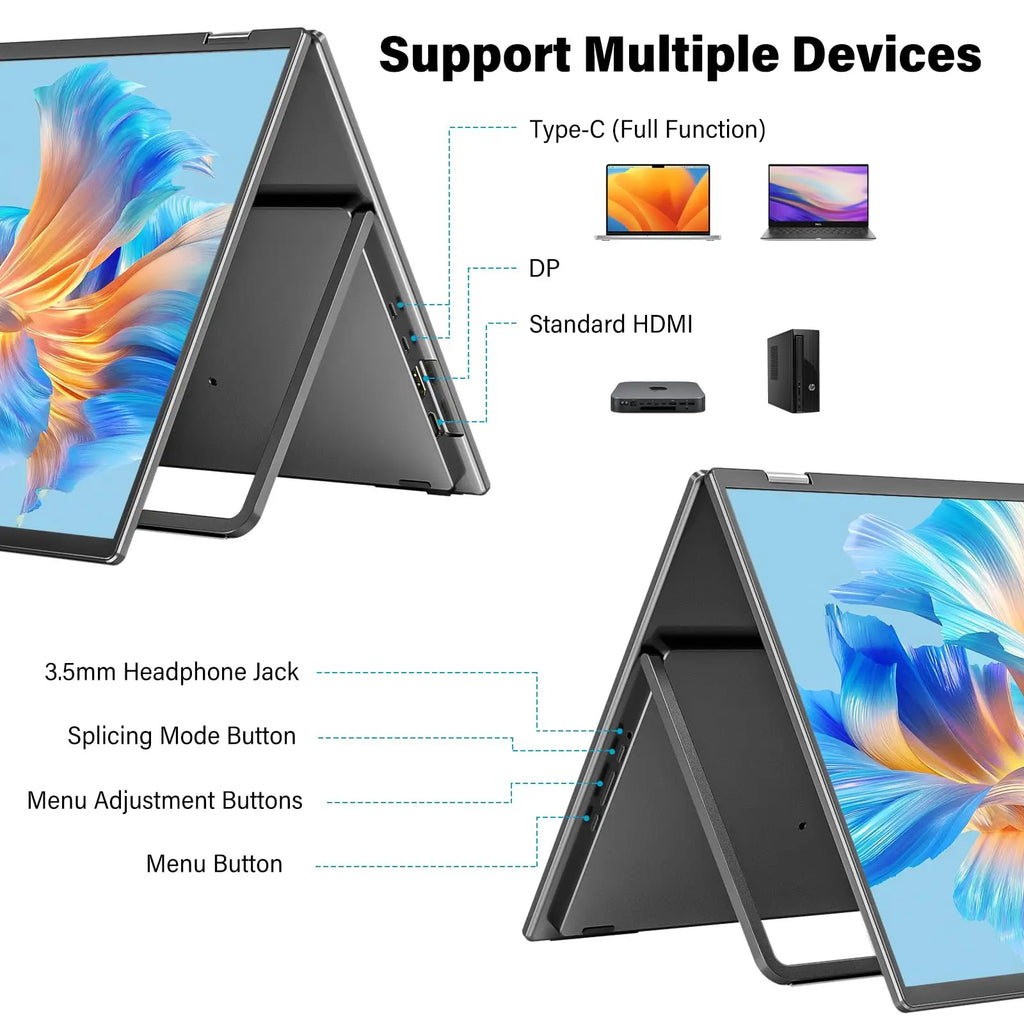 18.5-Inch Dual Portable Monitor – Full HD Folding Screens