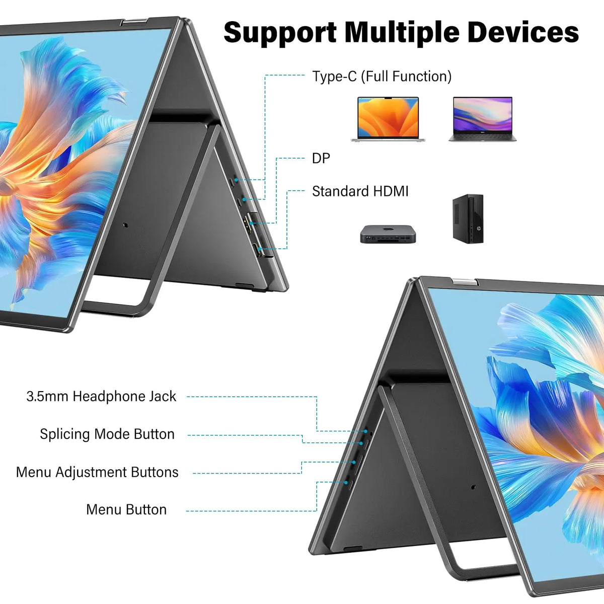 18.5-Inch Dual Portable Monitor – Full HD Folding Screens
