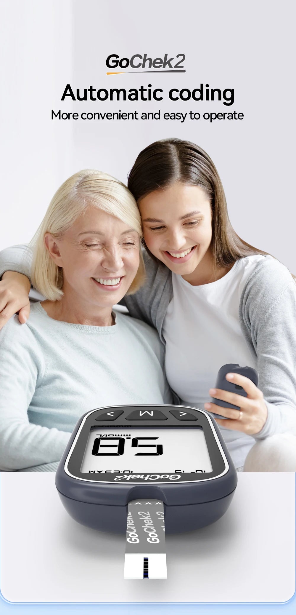 Microtech Gochek2 Blood Glucose Meter – 110 Test Strips & Lancets Included for Diabetes Testing