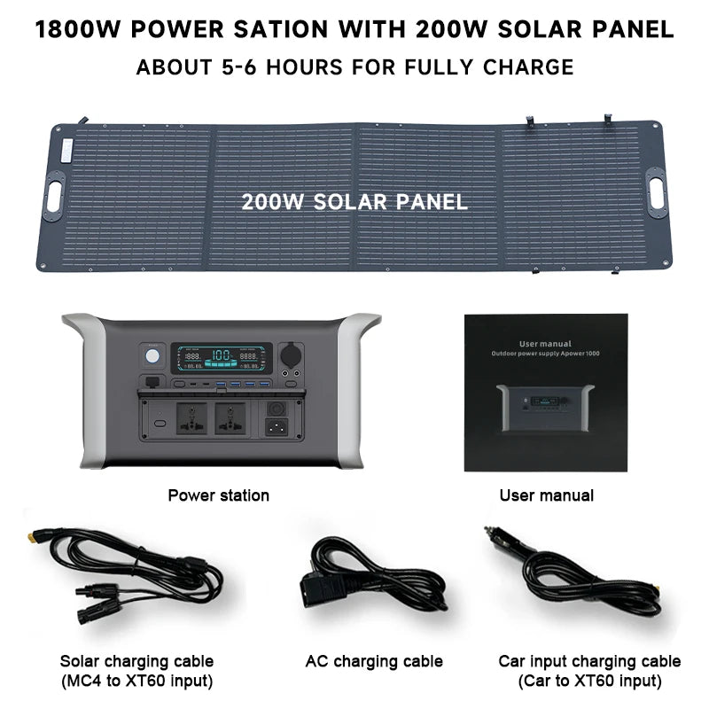 CTOLITY Portable Power Station — 1000W / 2000W LiFePO4 Solar Generator with AC Outlets