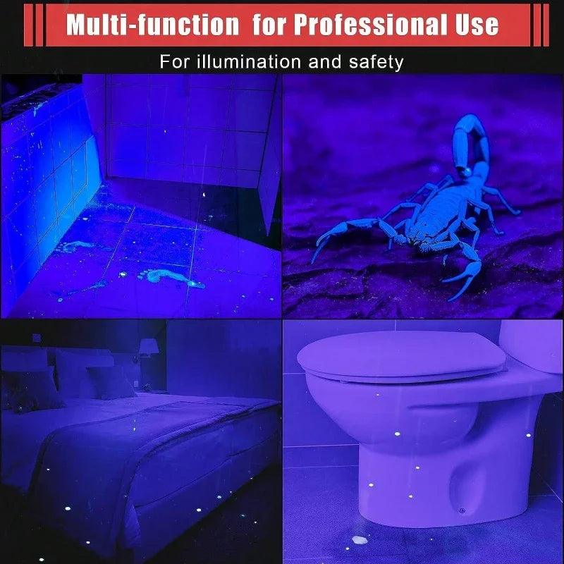 UV Flashlight 395nm Ultraviolet Torch – Pet Urine & Scorpion Detector, Pen Clip, 200 Lumens, AAA Battery