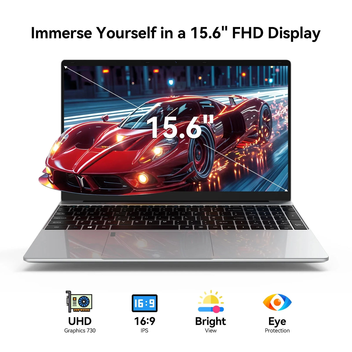 15.6" Intel Slim Laptop – Backlit Keyboard, Up to 32GB DDR4, 2TB SSD, 3 Colors, Windows 11