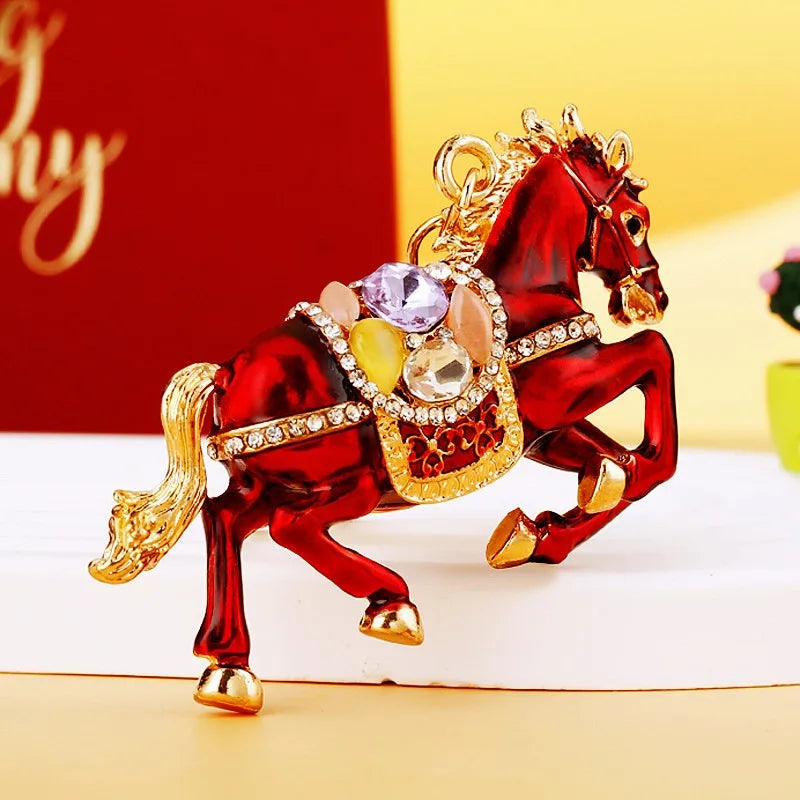 Cute Metal Horse Keychain – Zinc Alloy Bag Pendant Key Ring Gift for Women & Men