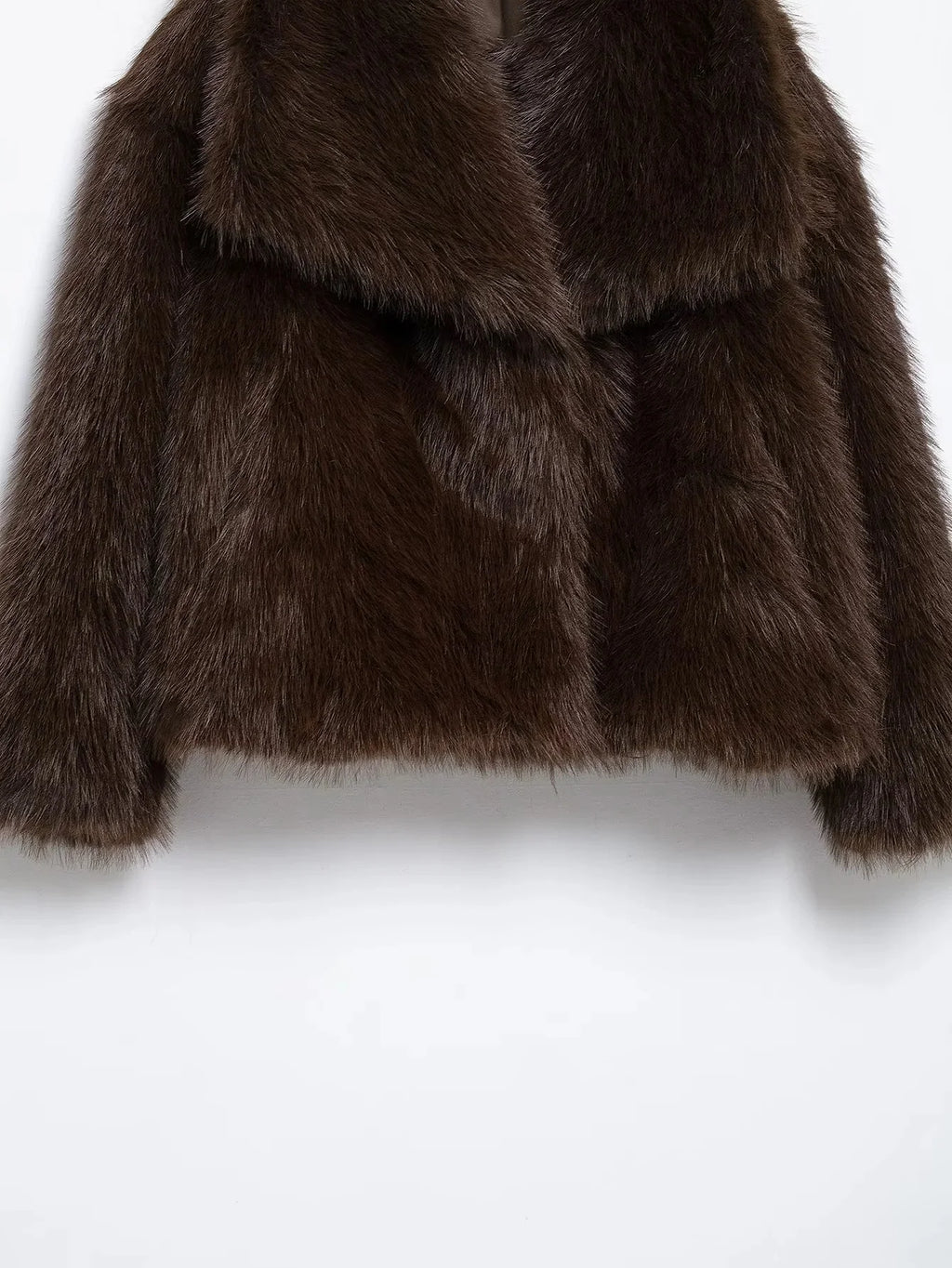 Women's Oversized Faux Fur Jacket – Single-Breasted Elegant Warm Coat