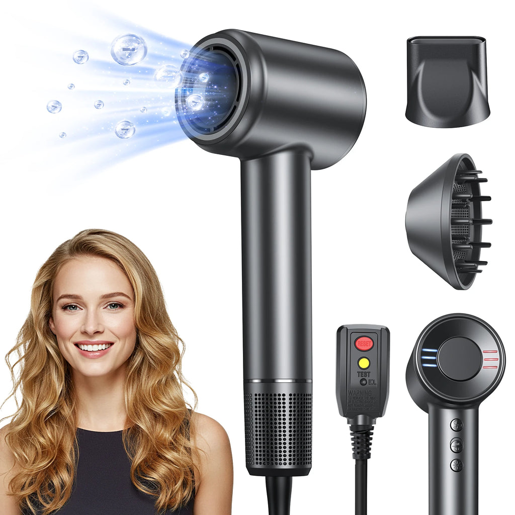 BOPCAL ZCY-887 High-Speed Negative Ionic Hair Dryer – 120,000 RPM, 1600W, Thermo-Control, Low Noise