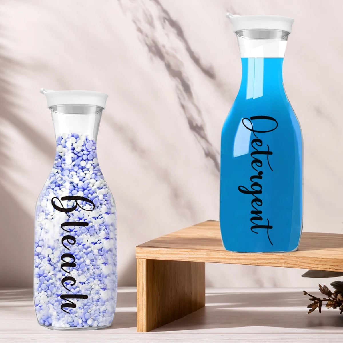 Organize Your Laundry Room in Style — Refillable Detergent & Softener Dispenser Set | 2pcs, 1000ml Each, Clear Plastic, Labels Included