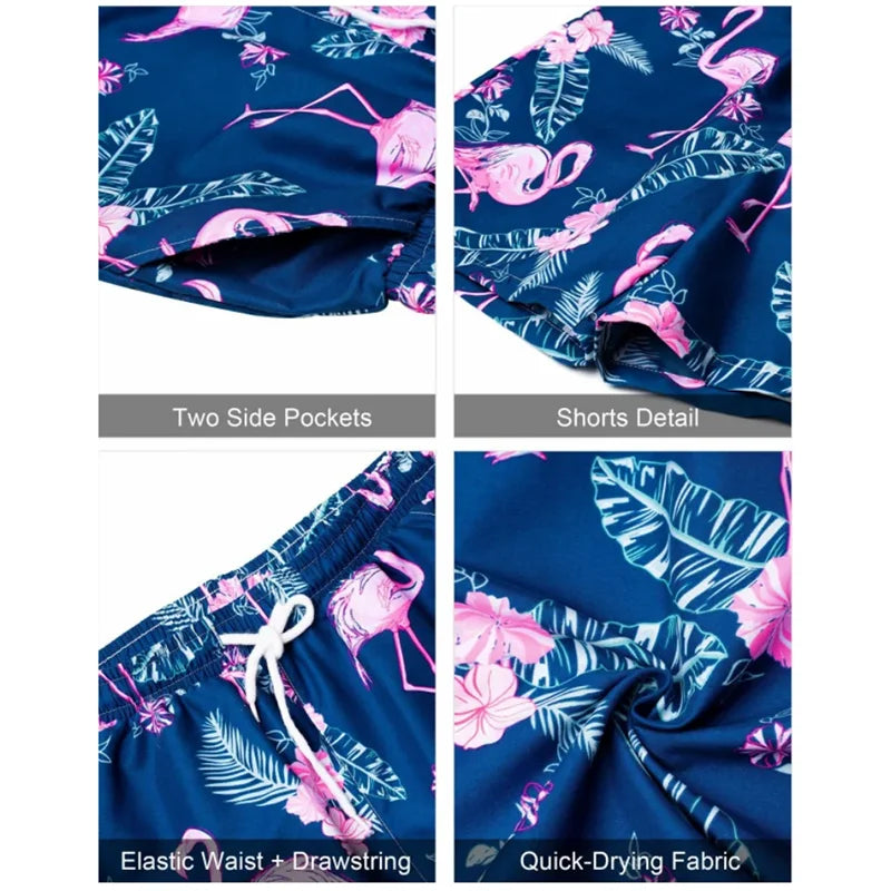 Men's Retro Textured Print Shirt & Shorts Set – Breathable Summer Holiday Pool Suit
