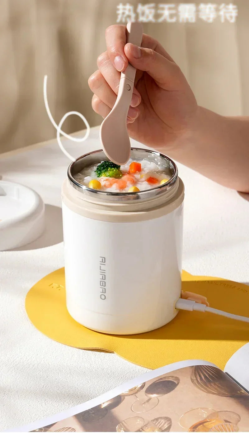 600ml USB Electric Heated Lunch Box – Stainless Steel Food Warmer with Constant Temperature Insulation, 5V/12V/24V