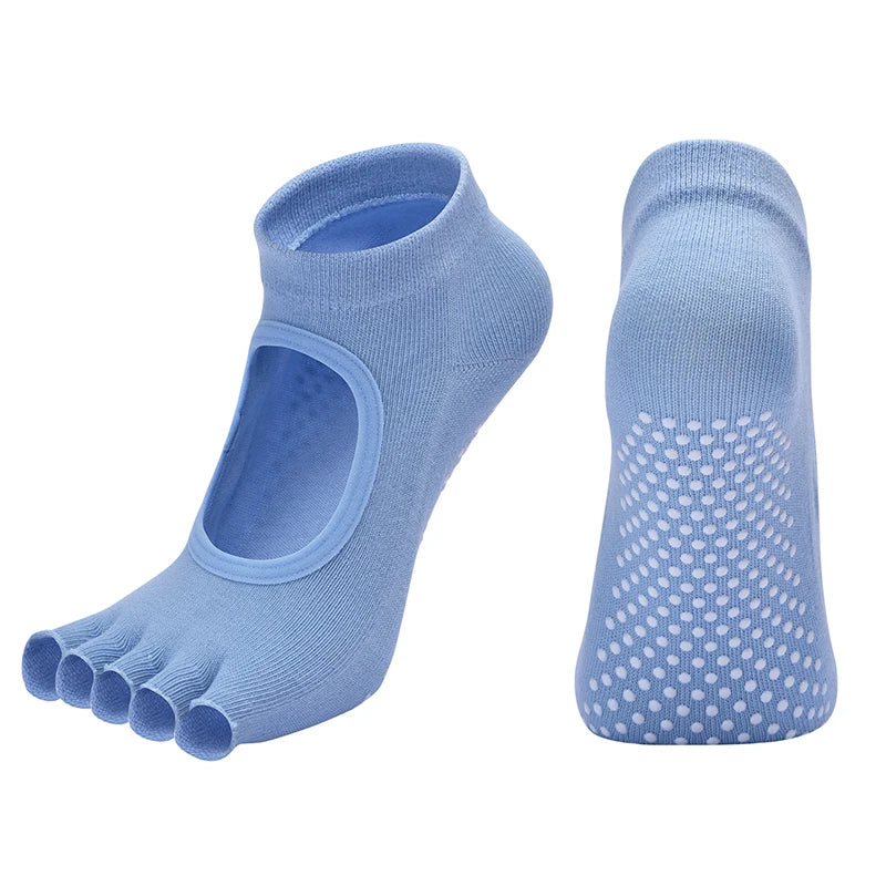 Women's Backless Yoga Socks – Cotton Five-Toe Grip