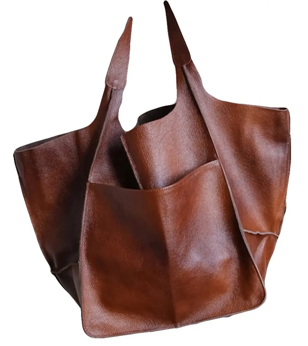 Retro Minimalist Embroidered Large Tote Shoulder Bag – Oversized Shopping Class Bag for Women