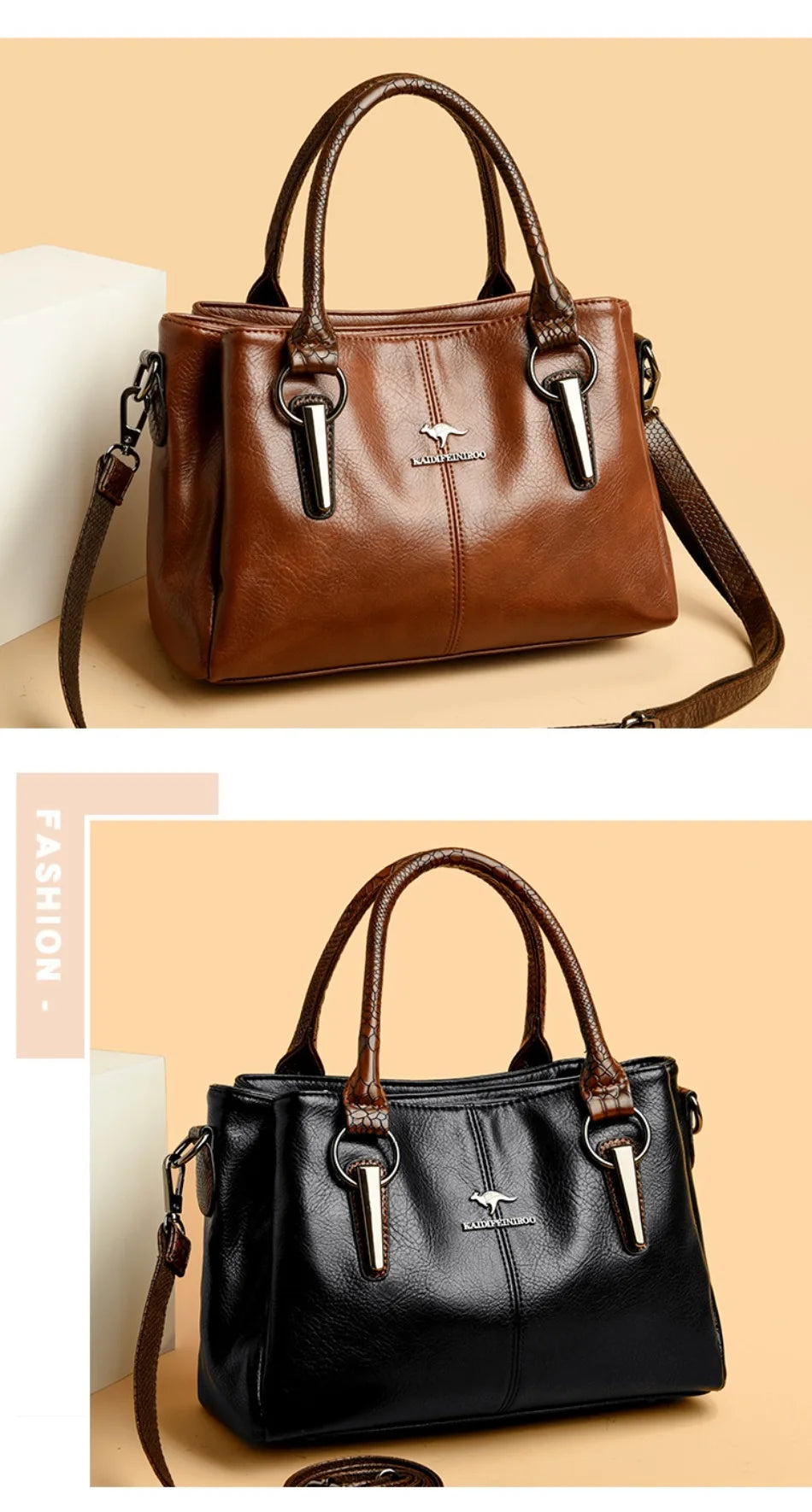 Luxury Soft Leather Large Capacity Tote Crossbody Bag – Elegant Shoulder Handbag for Women