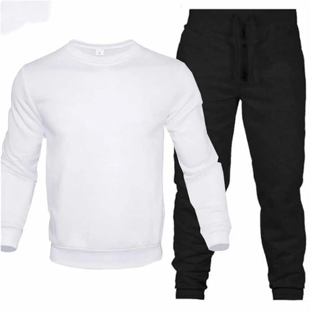 Men's Hooded Sweatshirt & Drawstring Pants Set – Casual Sport Running 2-Piece Tracksuit