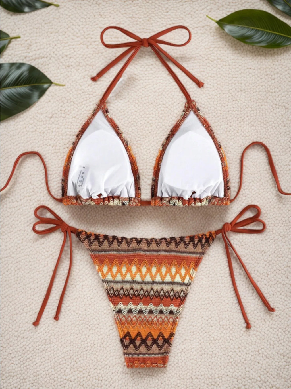 2026 Women's Knitted Striped Bikini Set | Triangle Bra, Suspender Halter, Backless, High Waist, 2-Piece Swimwear S-L