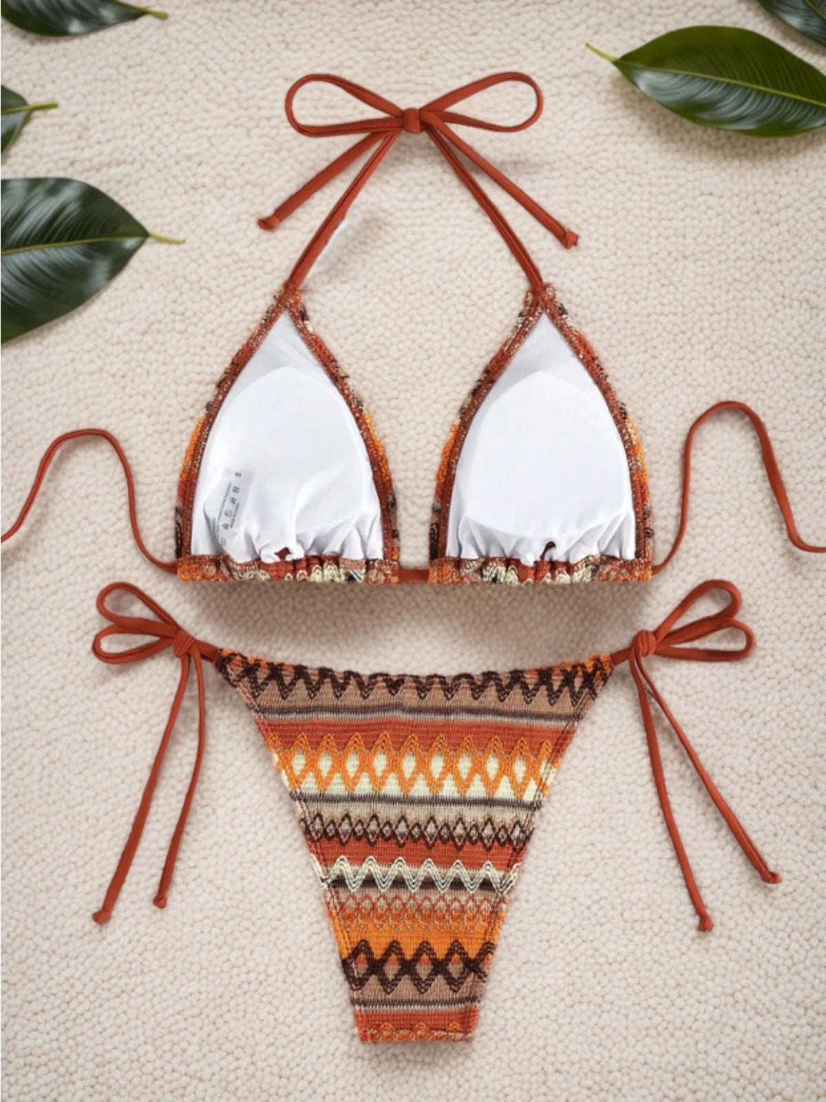 2026 Women's Knitted Striped Bikini Set | Triangle Bra, Suspender Halter, Backless, High Waist, 2-Piece Swimwear S-L