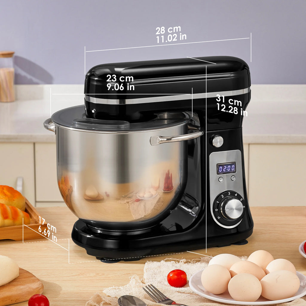 6L 1200W Stand Mixer — Quiet DC Motor, 6-Speed, Dough Kneader & Egg Whisk