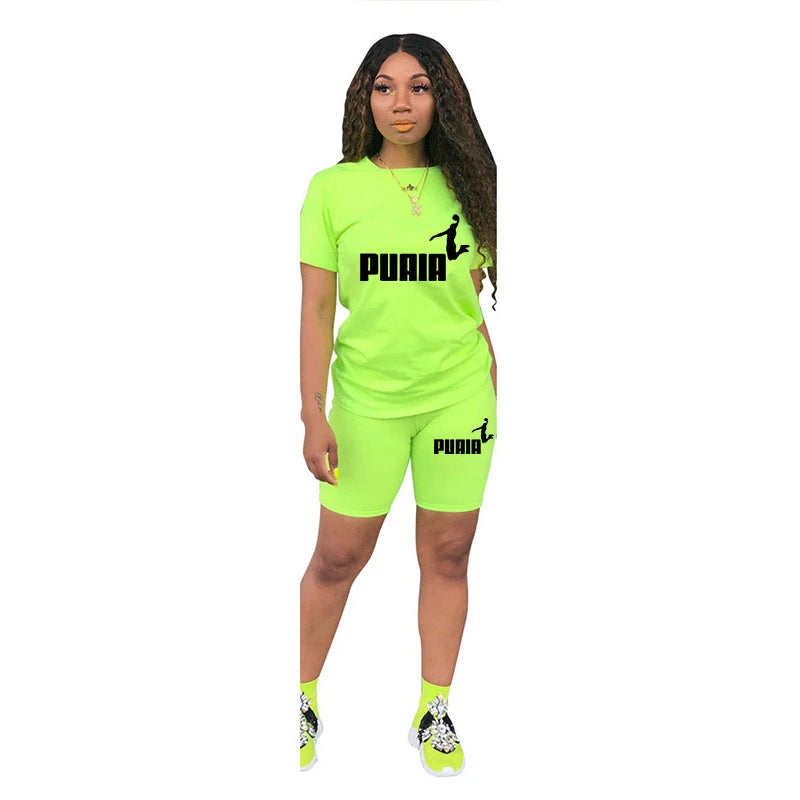 Women's Summer Two-Piece Tracksuit Set – O-Neck T-Shirt & Shorts Casual Daily Wear 2026