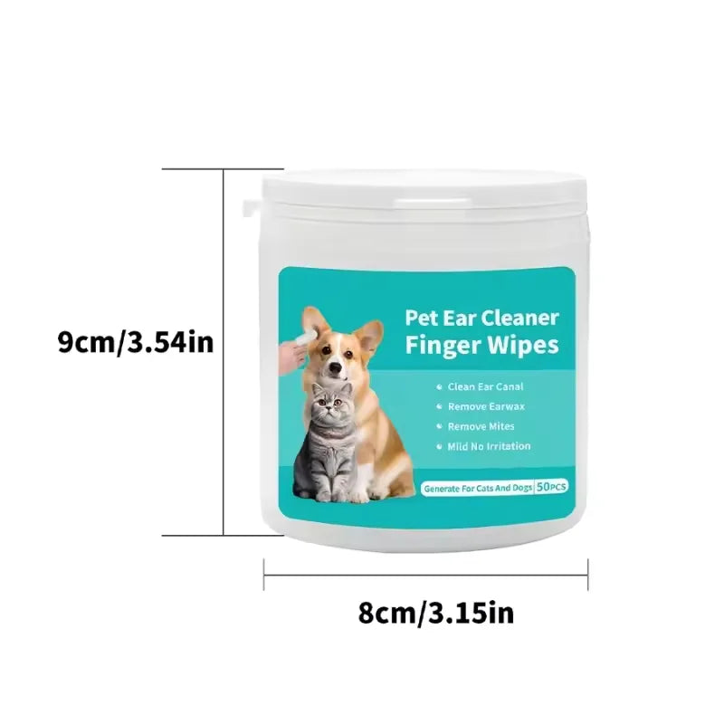 Pet Ear Cleaning Wipes — Disposable Finger Cover Ear Care for Dogs & Cats