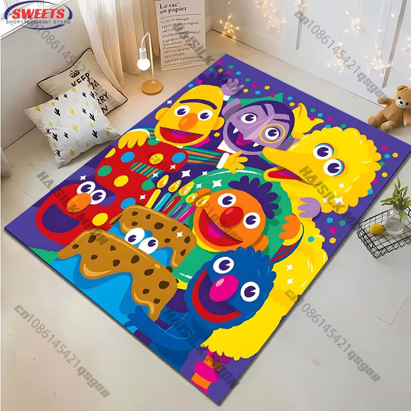 Sesame Street Theme Carpet Rug – Non-Slip Kids Play Mat for Living Room, Bedroom & Doormat, 17 Styles & 15 Sizes