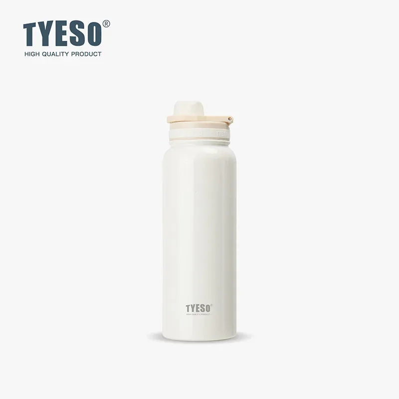 TYESO 304 SS Vacuum Thermos Bottle – Wide Mouth, Leakproof, 6–12Hr, 600–1200ml, 10+ Colors, Optional Cup Bag