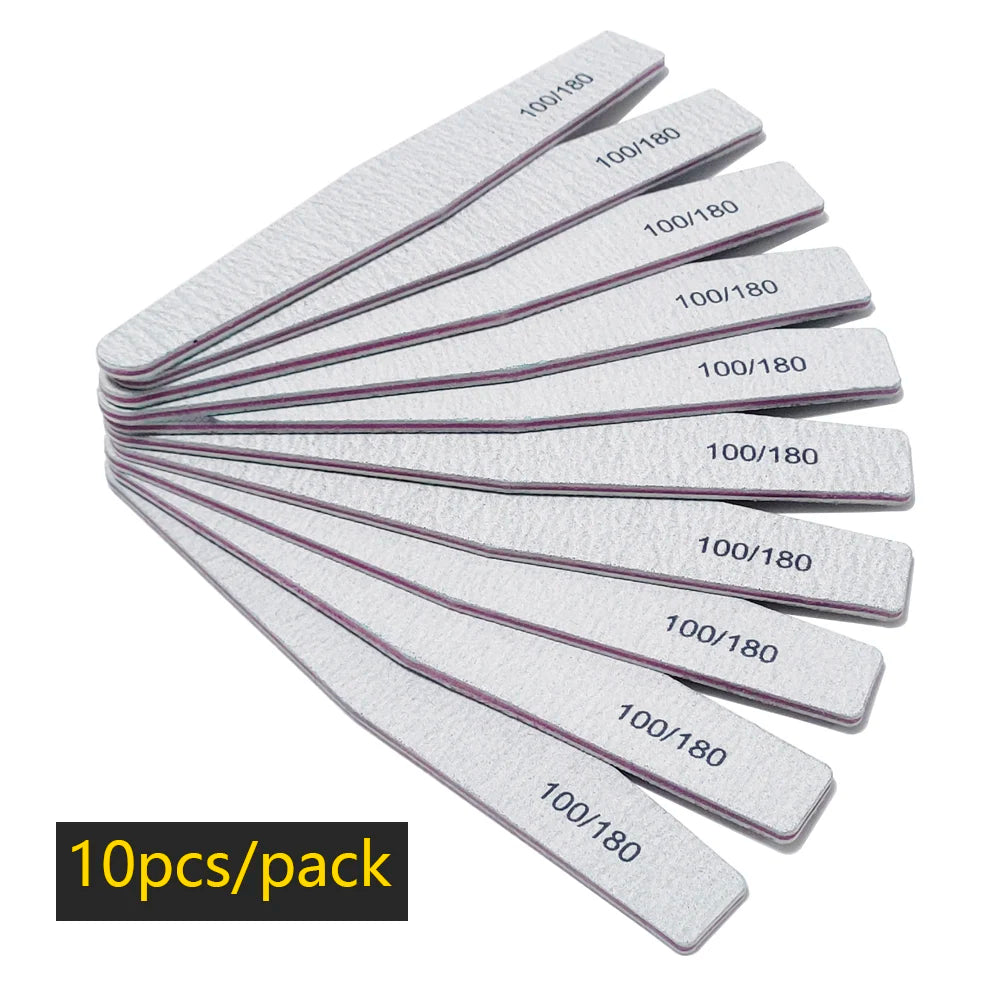 Nail File Buffer 100/180 Grit – Double-Sided Half Moon Sandpaper Nail Sanding & Manicure Tool