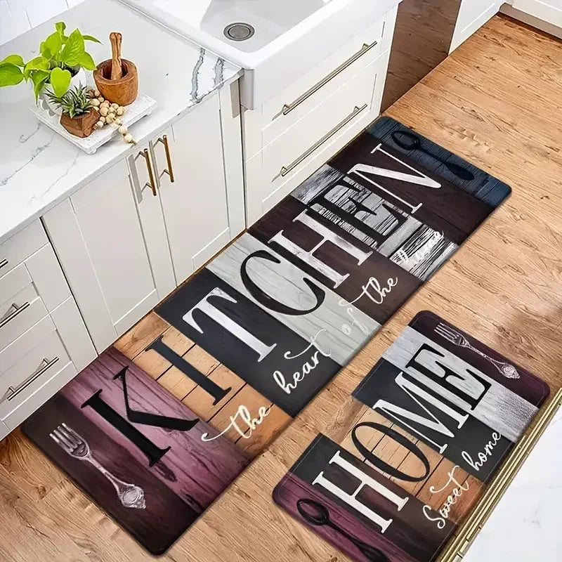 Vintage Wood Grain Kitchen Rug – Non-Slip Soft Mat for Kitchen, Hallway & Entryway