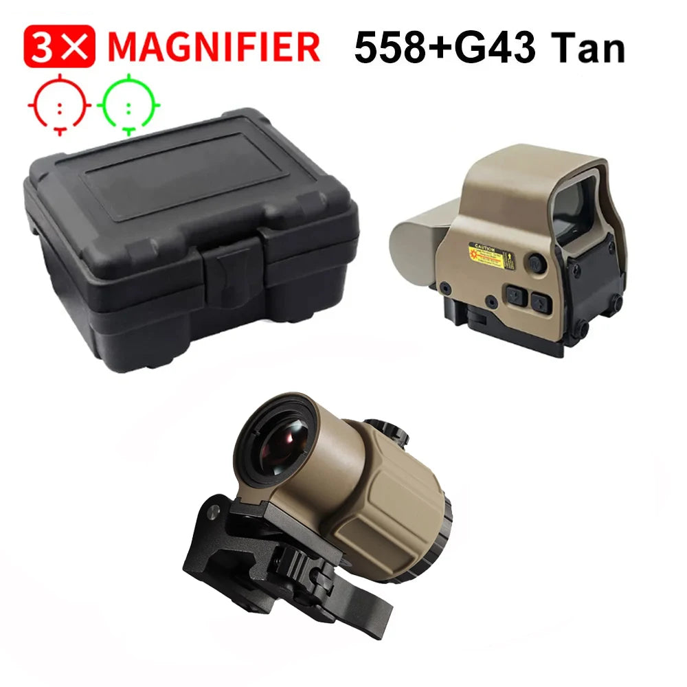558 Holographic Red Dot Sight with G43 Magnifier — Tactical Hunting Optic, 20mm Rail Mount