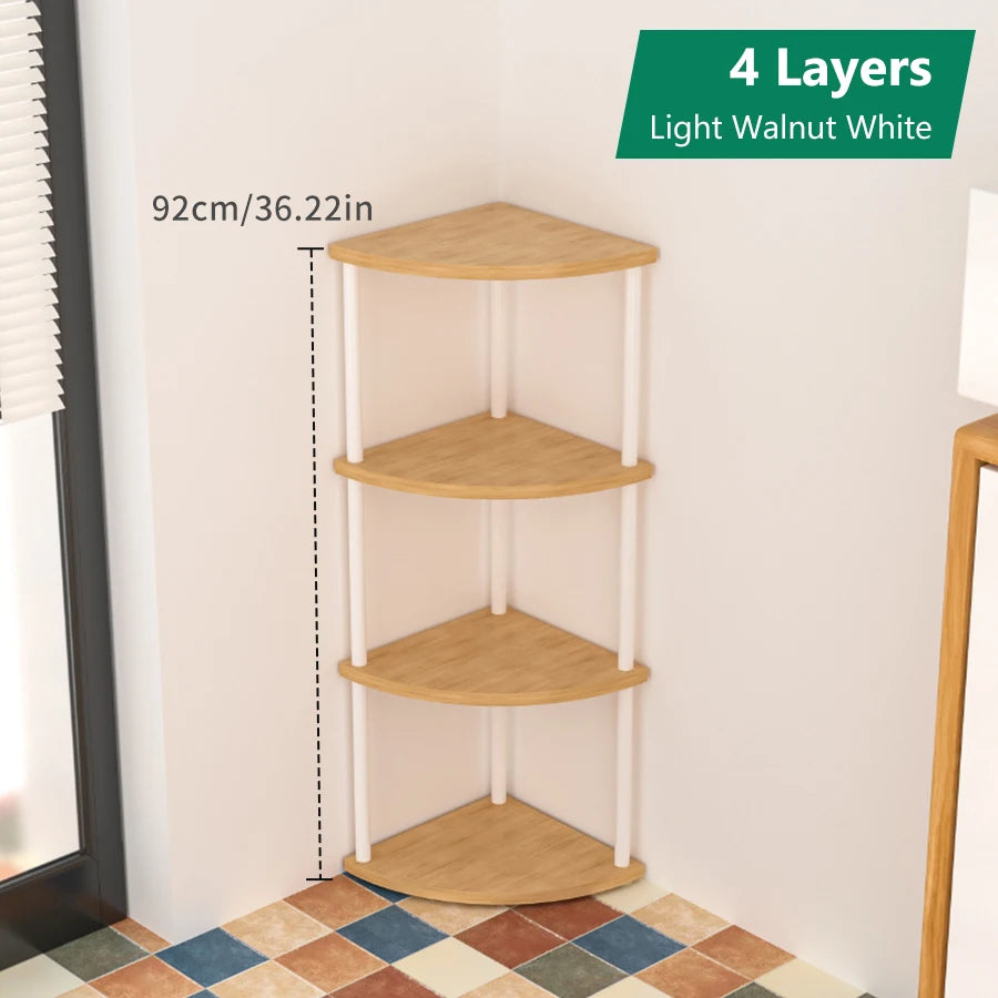 Metal Corner Wall Shelf — 3/4/5/6 Tier Plant Rack, Bookshelf & Living Room Storage