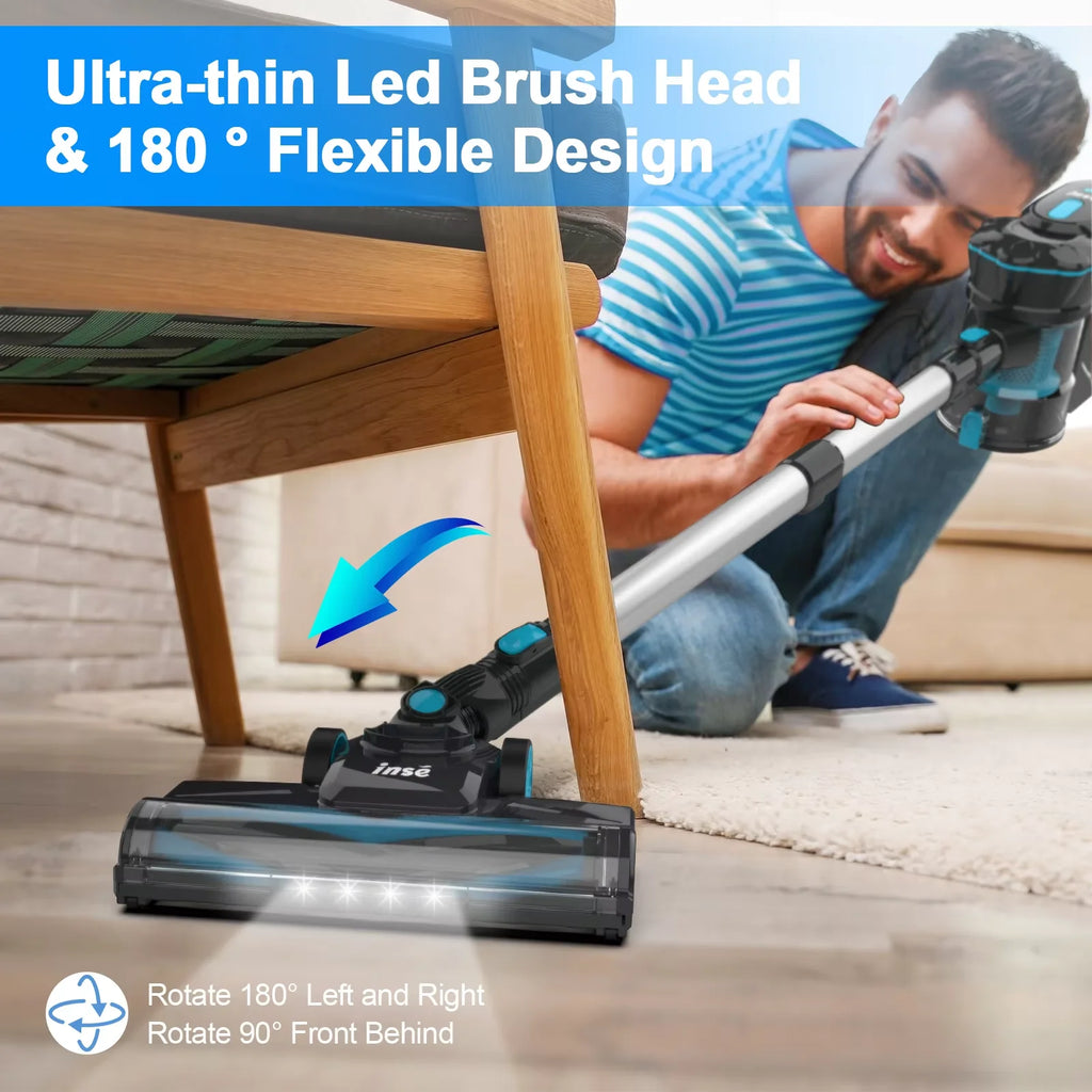 INSE V770 Cordless Handheld Vacuum Cleaner — 6-in-1 20KPa Lightweight Stick Vacuum with Flexible LED Headlights for Carpet & Bed